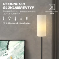 HOMCOM Stehlampe, Schirm in Leinenoptik, Metallstange, Fußschalter, Weiß(m-7)