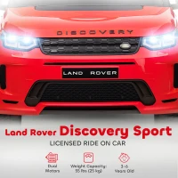 AIYAPLAY Samochód Elektryczny dla Dzieci 12V Land Rover Discovery Sport, Auto na Akumulator z Pilotem 2,4G, Muzyką, Klaksonem, Światłami LED, USB/MP3, 3-5 km/h, dla Dzieci w Wieku 3-6 lat, Czerwony(m-4)