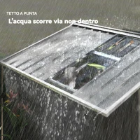 Outsunny Casetta da Giardino in Metallo con Prese d'Aria e Doppia Porta Scorrevole, 277x195x192 cm, Grigio Scuro(m-8)