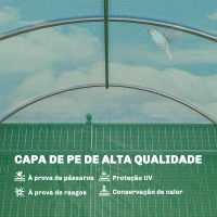 Outsunny Estufa Túnel 6x3x2 m com Porta com Dobradiças 12 Janelas com Rede e Estrutura de Aço Galvanizado Verde(m-5)