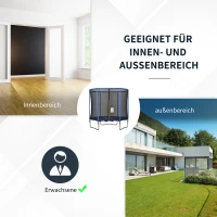 HOMCOM Trampolin mit Sicherheitsnetz Gartentrampolin für Innen- und Außenbereich Fitnesstrampolin für Jugendliche und Erwachsene Stahl Blau+Schwarz bis 113,6 kg Ø244 x 240H cm(m-4)