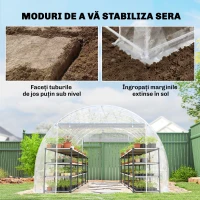 Outsunny Seră tunel 3x6x2 m cu uși rulabile, cadru din oțel și acoperire anti-UV din PE, transparentă(m-7)