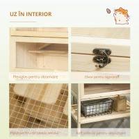 PawHut Cusca pentru Rozitori si Hamsteri cu 4 Rafturi cu Acoperis Trapa in Lemn 60x40x120cm(m-6)