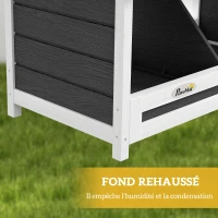 PawHut Pondoir nichoir pour poules 3 emplacements avec toit asphalte structure en bois 66 x 37 x 34 cm gris noir(m-7)