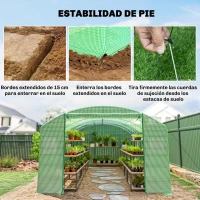 Outsunny Invernadero de Túnel 6x3x2 m con 6 Ventanas de Malla Cubierta de PE Anti-UV y 3 Puertas Enrollables Verde(m-8)