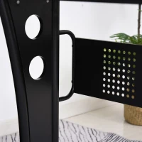 HOMCOM L-Shaped Computer Desk for PC, Corner Table for Small Spaces with Elevated Shelf, Keyboard Tray, CPU Stand, Home Office Workstation, Black(m-7)