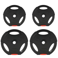 SPORTNOW Zestaw 4 ciężarków do hantli, 2 x 5 kg/10 kg, zestaw obciążników do sztangi 2,5 cm, średnica otworu 30 mm, kolor czarny(m-11)