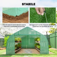 Outsunny Serra da Giardino a Tunnel 8x3x2m in PE e Acciaio con Porta Avvolgibile e Finestre, Verde(m-6)