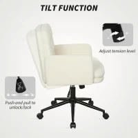 HOMCOM Fabric Office Chair, Modern Computer Desk Chair with Armrest, Swivel Wheels, Quick Assembly, Cream White(m-5)
