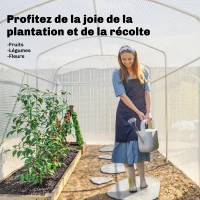 Outsunny Serre tunnel de jardin 6m², serre de jardin tunnel 300x200x195cm bâche PE 220g/m² bords prolongés 50 cm avec porte blanc(m-7)