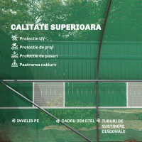 Outsunny Garten Gewächshaus Tunnel große Größe mit PE-Plane Rahmen aus Stahl aufrollbare Tür und 12 Fenster 8 x 3 x 2 m grün(m-4)