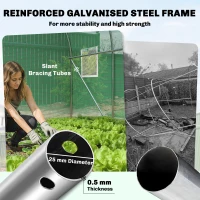 Outsunny 2 x 3 m Walk-in Polytunnel Greenhouse with Hinged Door and 6 Roll Up Mesh Windows, Garden Tunnel Warm House Tent, Green(m-7)