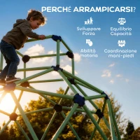 AIYAPLAY Gioco Arrampicata Bambini 3-8 Anni a Cupola con Bordi Smussati, in PP, 182.5x182.5x119 cm, Verde e Viola(m-8)