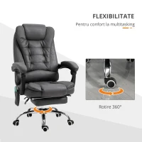 Vinsetto Fotoliu de birou pentru masaj si rabatabil cu 6 puncte de masaj incalzire Scaun de birou cu inaltime reglabila fotoliu pentru oaspeți sufragerie camera de zi dormitor dormitor interior casă(m-6)