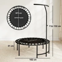 SPORTNOW Rebounder Trampolina, Regulowany Uchwyt na 5 Poziomów, Czarna(m-3)