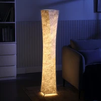 HOMCOM Lampada da Terra Moderna con Interruttore a Pedale, in Acciaio e Tessuto, 25x25x129 cm, Bianco e Argento(m-7)