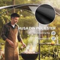 Outsunny Gazebo pentru Grătar 2.5x1.5 m, Pergolă pentru Grătar cu 2 Rafturi Laterale și Cârlige, Cadru din Oțel și Acoperiș din Poliester pentru Grădină, Gri Închis(m-6)