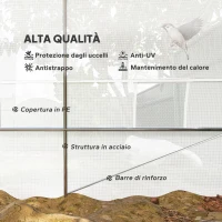 Outsunny Serra a Tunnel 8x3x2 m con Rivestimento in Plastica e Acciaio Rinforzato, Bianco(m-4)