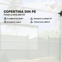 Outsunny Seră de Grădină Tip Tunel 2x3x2 m cu Uși și Ferestre Rulabile, Seră pentru Grădină cu Acoperiș Înclinat, Structură din Oțel și Acoperire din Polietilenă, pentru Grădină, Verdețuri, Flori, Fructe, Anti-UV, Alb(m-4)