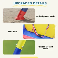 AIYAPLAY Huśtawka 3-w-1 dla dzieci, regulowana, z oparciem i paskiem bezpieczeństwa, 128 x 155 x 157 cm, niebieska(m-7)