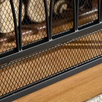 HOMCOM 3-Panel Fireplace Screen Heat Flame 126cm Metal Folding Protective Guard for Child Pet Home Spark Barrier with Mesh Pattern(m-7)