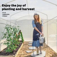 Outsunny Polytunnel Greenhouse Walk-in Grow House with UV-resistant PE Cover, Door and Galvanised Steel Frame, 2 x 2 x 2m, White(m-7)