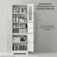 HOMCOM Armário Casa de Banho Coluna Casa de Banho com 6 Portas Prateleiras Ajustáveis Anti-tombo 60x30x170,5 cm Branco(m-4)