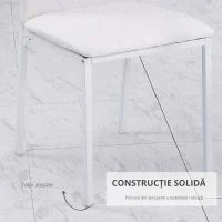 HOMCOM Set 4 Scaune Dining – Tapitate cu Piele Ecologica Alba(m-5)