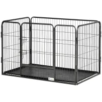 PawHut 4-panel wire-mesh dog playpen with lockable door, dim. 109L x 74l x 71H cm(m-7)