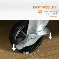 HOMCOM Carucior de bucatarie suport condimente cu 3 niveluri si 4 roti din MDF si PAL, 89x45x89.5cm, alb(m-8)