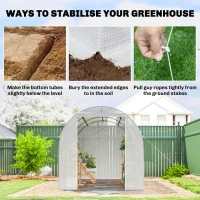 Outsunny 3.5 x 2 x 2 m Large Galvanised Steel Frame Outdoor Poly Tunnel Garden Walk-In Patio Greenhouse - White(m-7)