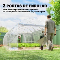 Outsunny Estufa tipo Túnel 296x597x199 cm com 2 Portas Enroláveis Estrutura de Aço Galvanizado e Cobertura em PE 150g/m² Transparente(m-6)