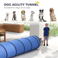 PawHut Dog Tunnel, 500 x 60 cm, Foldable Play Tunnel with 6 Pegs and Bag, Tear-Resistant Outdoor Dog Agility Equipment, Blue(m-4)