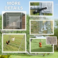 PawHut Walk in Chicken Run w/ Cover, Feeding Door, Hanging Feeder, Perch, for 6-8 Poultry(m-7)