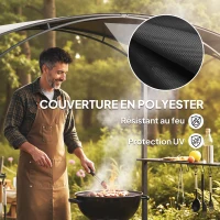 Outsunny Abri pour Barbecue tonnelle de jardin 245 x 152 x 218 cm en Acier avec Étagères Latérales et Crochets, gris foncé(m-6)