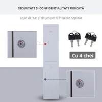 Vinsetto Dulap Metalic Haine – 4 Rafturi, 2 Usi, Gri 38×46×180 cm(m-6)