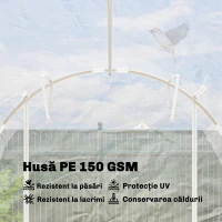 Outsunny Seră tip tunel 2x3x2 m cu uși rulabile, cadru din oțel și acoperire din PE anti-UV, transparentă(m-5)