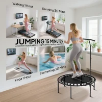 SPORTNOW Rebounder Trampolina, Regulowany Uchwyt na 5 Poziomów, Czarna(m-7)