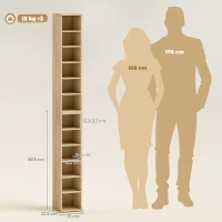 HOMCOM Set of 2 CD Media Display Shelf Unit Tower Rack with Adjustable Shelves, Natural(m-3)