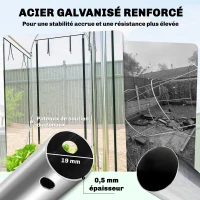 Outsunny Serre tunnel de jardin 3 m², serre de jardin, cadre en acier galvanisé, 8 portes roulantes, 295x100x197cm, transparent(m-5)