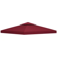 Outsunny Replacement Roof for Garden Pavilion Replacement Canopy for Pavilion Gazebo Tent 3 x 3 m Wine red(m-1)
