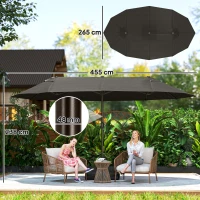 Outsunny Outdoor Garden Parasol Double Rectangular 4.6L x 2.7l x 2.4H m with Crank Opening/Closing, Sandbags and Base Included, for Balcony, Pool, Gray(m-3)