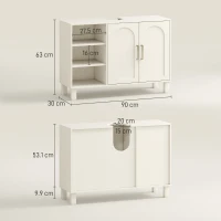 HOMCOM Under-sink cabinet bathroom vanity with two-level cabinet adjustable shelves 90l x 30P x 63H cm cream(m-3)