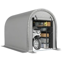Outsunny Portable Shelter 244 x 152 cm, Waterproof Bike Tent with Roll-Up Zipper Door and Galvanized Steel Frame, Light Gray(m-6)