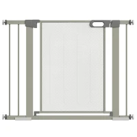 PawHut Pet Safety Gate with Auto-Close Double Lock Width 75-103 cm Gray(m-6)