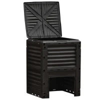 Outsunny 300L Garden Composter Polypropylene Compost Bin 48 Vents 60.5 x 60.5 x 81.5 cm Black(m-7)