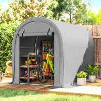 Outsunny Portable Shelter 244 x 152 cm, Waterproof Bike Tent with Roll-Up Zipper Door and Galvanized Steel Frame, Light Gray(m-2)