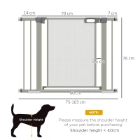 PawHut Pet Safety Gate with Auto-Close Double Lock Width 75-103 cm Gray(m-3)