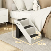 PawHut 3-Step Folding Dog Stairs with Non-Slip Steps Plastic Pet Stair 53 x 30.5 x 36.5 cm Cream(m-3)
