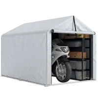 Outsunny Waterproof storage tent garden shed with roll-up door, for bike & motorcycle, 162 x 221.5 x 163 cm, light gray(m-6)